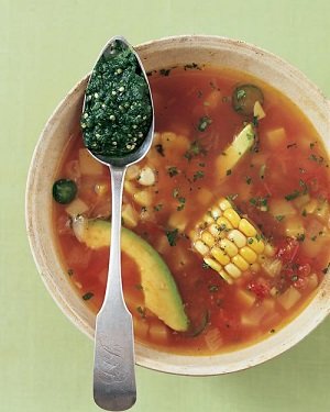 Mexican Roasted Tomatillo Soup with Cilantro Pesto - Mexican Food Recipes