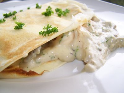 Crepes stuffed with mushrooms - Mexican recipe
