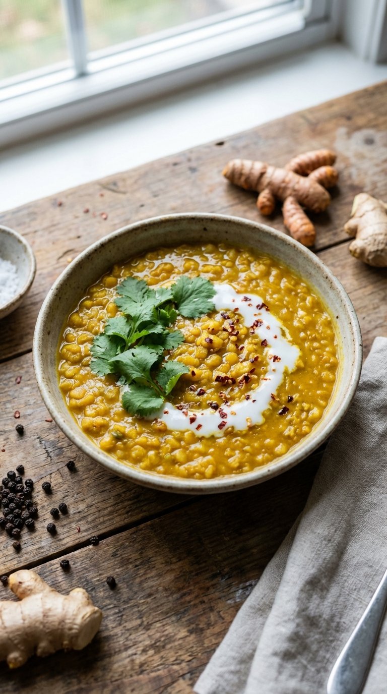 Bowl of spiced lentil stew full of dietary fiber