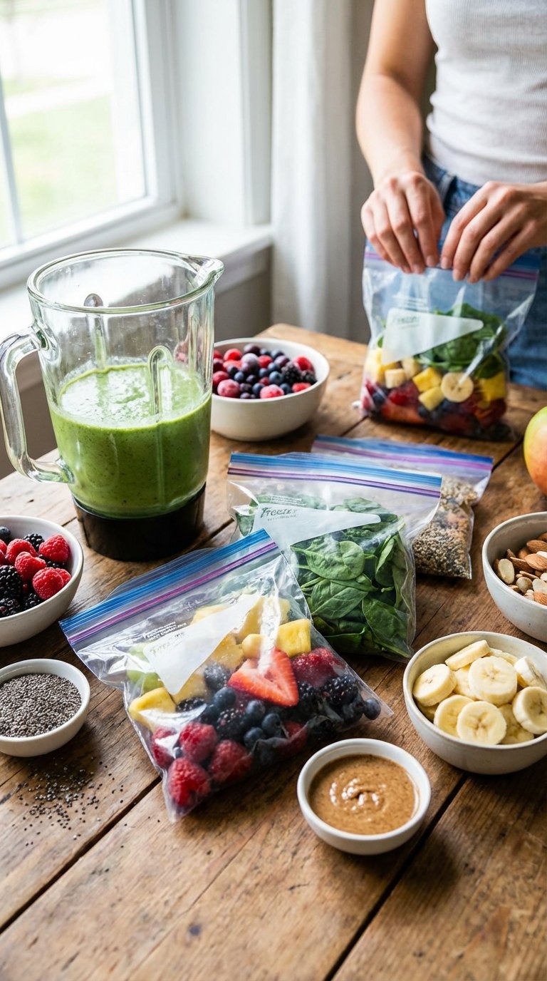 Pre-portioned freezer bags for quick and healthy smoothie recipes