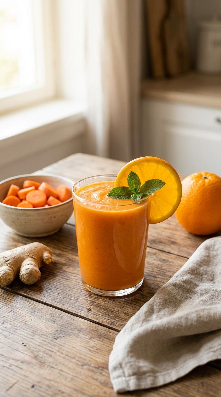 Vibrant orange ginger citrus carrot healthy smoothie recipe